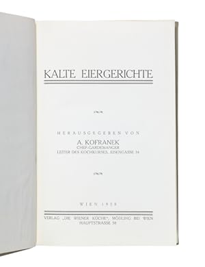 Imagen del vendedor de Kalte Eiergerichte. (Deckeltitel:  Wiener kalte Eiergerichte"). a la venta por Versandantiquariat Wolfgang Friebes