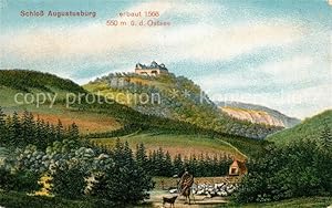 Seller image for Postkarte Carte Postale 43089818 Augustusburg Panorama mit Blick zum Schloss Schaefer mit Schafherde Lit for sale by Versandhandel Boeger