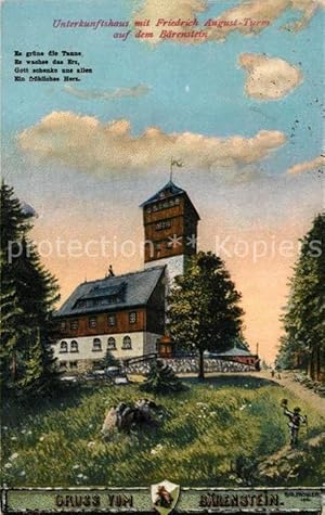 Bild des Verkufers fr Postkarte Carte Postale 43093207 Baerenstein Altenberg Unterkunftshaus mit Friedrich August Turm Baerens zum Verkauf von Versandhandel Boeger