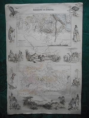 Image du vendeur pour Countries in the Northern Tropical Regions of Africa. ORIGINAL Steel Engraved Maps and Vignette Views of Africa / Africans / Wildlife on One Sheet. mis en vente par Sue Lloyd-Davies Books