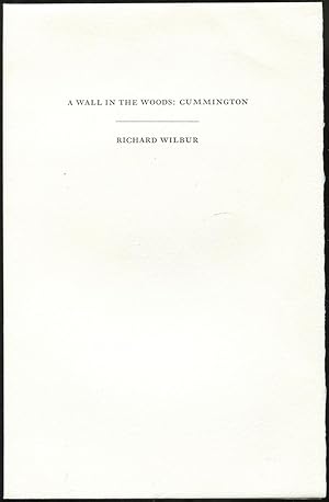 Seller image for A Wall in the Woods: Cummington for sale by Between the Covers-Rare Books, Inc. ABAA