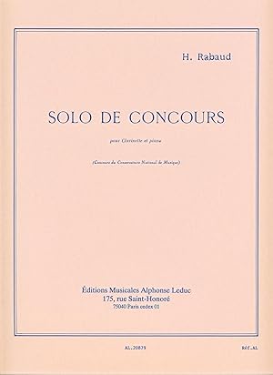 Imagen del vendedor de RABAUD H. - Solo de Concours Op.10 para Clarinete y Piano a la venta por Mega Music