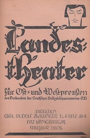 Seller image for Programmzettel zu ' Zwlftausend ' von Bruno Frank. Spieljahr 1927 / 1928. Landestheater fr Ost - und Westpreussen des Verbandes der Deutschen Volksbhnenvereine e. V. Spielleitung: C. R. Zwillinger / Bhnenbild: Charlotte Victoria / Darsteller u.a.: Alfred Escher, Hugo Gro, Charlotte Victoria, Paul Schuch, Theo Tony // for sale by Antiquariat Carl Wegner