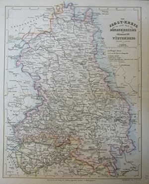 Orig. kolorierter Holzstich: Baden Württemberg - Karte: Der Jagst-Kreis und der nördliche Teil de...