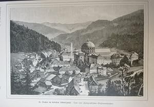 Orig. Holzstich: Schwarzwald - St. Blasien im badischen Schwarzwald. Nach einer photographischen ...