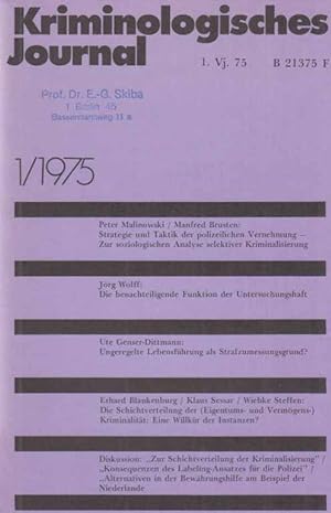 1 / 1975. Kriminologisches Journal. 7. Jahrgang.