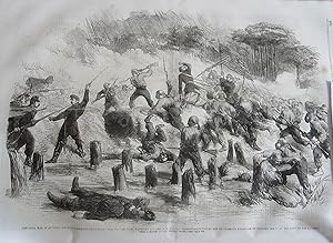 Image du vendeur pour CIVIL WAR IN AMERICA,GENERAL BURNSIDE'S EXPEDITION ATTACKING AT ROANOKE ISLAND IN 1862 - A FINE ORIGINAL LARGE ENGRAVING mis en vente par K Books Ltd ABA ILAB