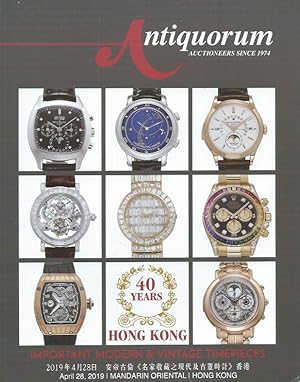 Seller image for Important Modern and Vintage Timespieces, Hong Kong Auction for sale by San Francisco Book Company