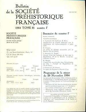 Bulletin de la société préhistorique française. Tome 81 . No 7