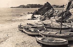 Seller image for Lloret De Mar Fishing Boats at Beach Edge Antique Real Photo Postcard for sale by Postcard Finder