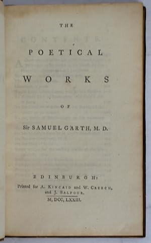Bild des Verkufers fr The Poetical Works of Samuel Garth. The British Poets. Vol.XVI zum Verkauf von J. Patrick McGahern Books Inc. (ABAC)