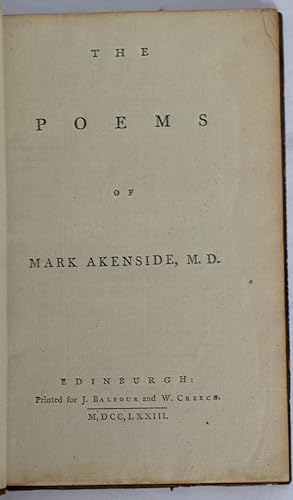 Bild des Verkufers fr The Poems of Mark Akenside, M.D. The British Poets. Vol.XL zum Verkauf von J. Patrick McGahern Books Inc. (ABAC)