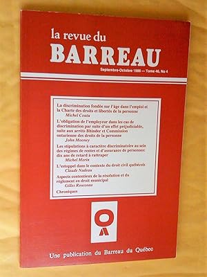 La Revue du Barreau, tome 46, no 4, septembre-octobre 1986