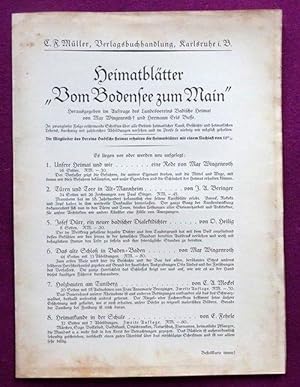 Werbung "Heimatblätter "Vom Bodensee zu Main" (Werbeprospekt des Verlages)