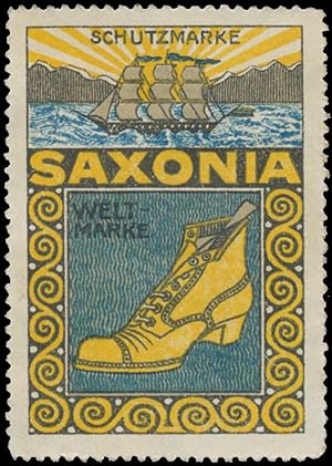Bild des Verkufers fr Reklamemarke Saxonia Schuhe Weltmarke zum Verkauf von Veikkos