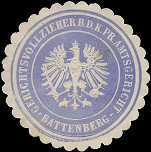 Seller image for Siegelmarke Gerichtsvollzieher b.d. K.Pr. Amtsgericht Battenberg for sale by Veikkos