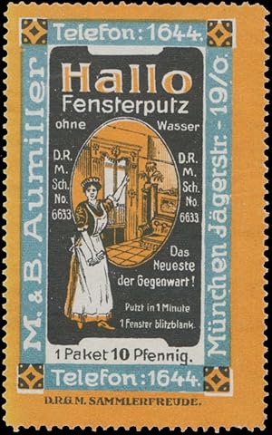 Seller image for Reklamemarke Hallo Fensterputz for sale by Veikkos