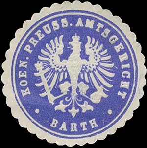 Bild des Verkufers fr Siegelmarke K.Pr. Amtsgericht Barth zum Verkauf von Veikkos