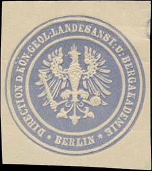 Image du vendeur pour Siegelmarke Direction d.Kn. Geologischen Landesanst. Und Bergakademie mis en vente par Veikkos