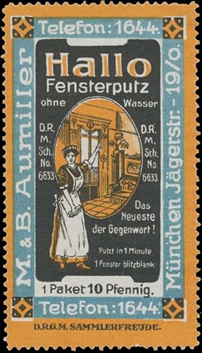 Imagen del vendedor de Reklamemarke Hallo Fensterputz a la venta por Veikkos