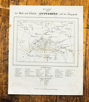 Imagen del vendedor de Plan von der Stadt und Citadelle Antwerpen und der Umgegend. a la venta por Antiquariat Thomas Rezek