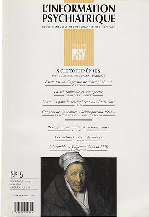 Image du vendeur pour L'Information Psychiatrique - Revue mensuelles des Psychiatres des Hpitaux - N 5 - Volume 71 - Mai 1995 - Schizophrnies. mis en vente par PRISCA