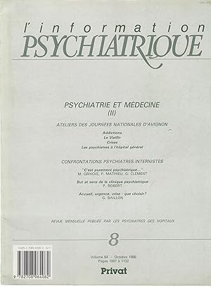 Seller image for L'Information Psychiatrique - Revue mensuelle publie par les Psychiatres des Hpitaux - N 8 - Volume 64 - Octobre 1988. - Psychiatrie et Mdecine (II). for sale by PRISCA