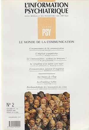 Immagine del venditore per L'Information Psychiatrique - Revue mensuelle des Psychiatres des Hpitaux - N 2 - Volume 71 - Fvrier 1995 - Le monde de la communication. venduto da PRISCA