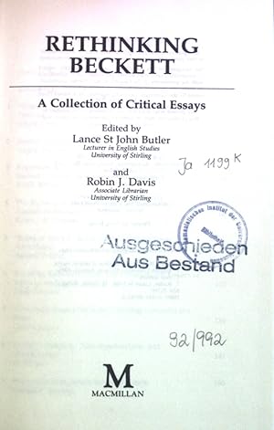 Image du vendeur pour Rethinking Beckett: Collection of Critical Essays. mis en vente par books4less (Versandantiquariat Petra Gros GmbH & Co. KG)