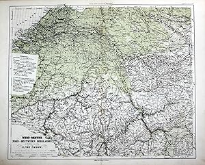 Image du vendeur pour West-Gruppe des Nord-Deutschen Berglandes" - West-Gruppe Norddeutschen Bergland Norddeutschland Germany mountains Gebirge Karte map Lithographie lithograph Litho mis en vente par Antiquariat Steffen Vlkel GmbH