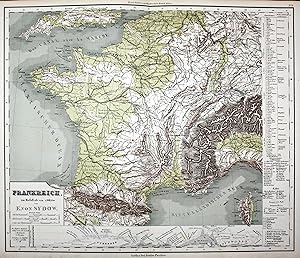 Image du vendeur pour Frankreich" - Frankreich France Karte map Lithographie lithograph Litho mis en vente par Antiquariat Steffen Vlkel GmbH