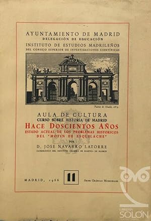 Imagen del vendedor de Hace doscientos aos. Estado actual de los problemas histricos del 'motn de Esquilache'. a la venta por LIBRERA SOLN