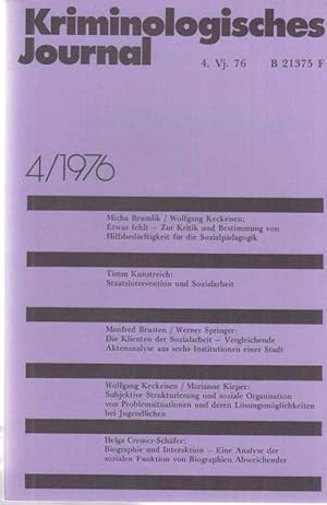 Seller image for 4 / 1976. Kriminologisches Journal. 8. Jahrgang. for sale by Fundus-Online GbR Borkert Schwarz Zerfa