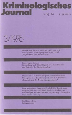 Seller image for 3 / 1976. Kriminologisches Journal. 8. Jahrgang. for sale by Fundus-Online GbR Borkert Schwarz Zerfa