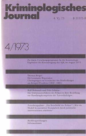 Seller image for 4 / 1973. Kriminologisches Journal. 5. Jahrgang. for sale by Fundus-Online GbR Borkert Schwarz Zerfa