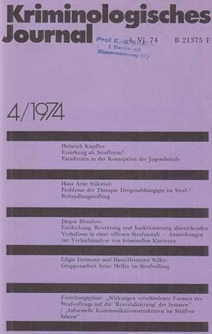 Seller image for 4 / 1974. Kriminologisches Journal. 6. Jahrgang. for sale by Fundus-Online GbR Borkert Schwarz Zerfa