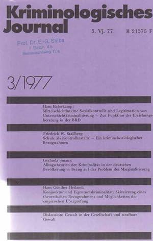 Seller image for 3 / 1977. Kriminologisches Journal. 9. Jahrgang. for sale by Fundus-Online GbR Borkert Schwarz Zerfa