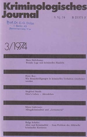 Seller image for 3 / 1974. Kriminologisches Journal. 6. Jahrgang. for sale by Fundus-Online GbR Borkert Schwarz Zerfa