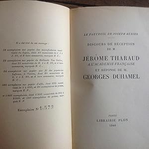 Seller image for Discours de rception  l'Acadmie Franaise. for sale by Lecapricorne