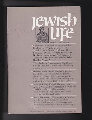 Bild des Verkufers fr Jewish Life Volume IV, Number 4 Shevat 5741 / Winter 1980-81 zum Verkauf von Meir Turner