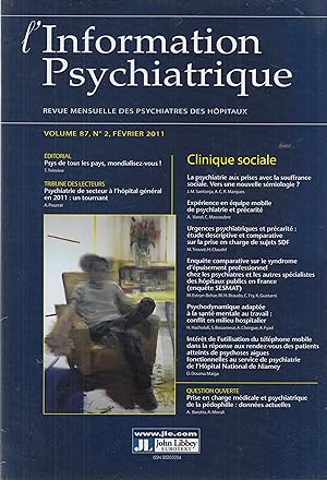 Seller image for L'Information Psychiatrique - Revue mensuelle des Psychiatres des Hpitaux - Volume 87, N 2, Fvrier 2011. - Clinique Sociale. for sale by PRISCA