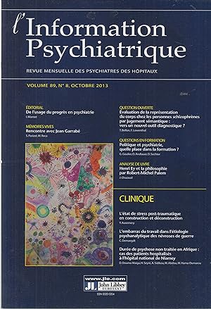 Seller image for L'Information psychiatrique - Revue mensuelle des Psychiatres des Hpitaux - Volume 89, N 8, Octobre 2013. - Clinique. for sale by PRISCA