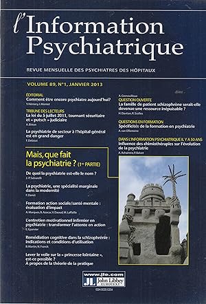 Seller image for L'Information Psychiatrique - Revue mensuelle des Psychiatres des Hpitaux - Volume 89, N 1, Janvier 2013. - Mais, que fait la psychiatrie ? (1re partie). for sale by PRISCA