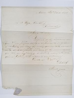 Signed Letter to Edgar Conkling of Cincinnati, Dated February 26, 1861, Mexico City