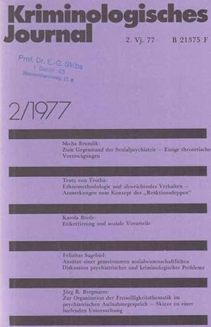 2 / 1977. Kriminologisches Journal. 9. Jahrgang.