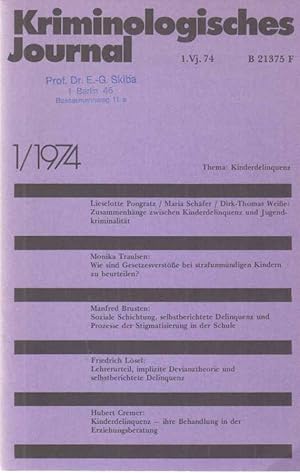 1 / 1974. Kriminologisches Journal. 6. Jahrgang.