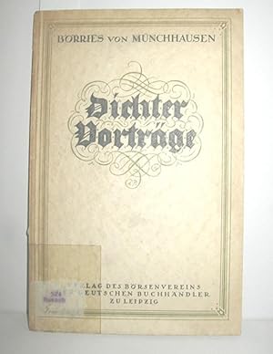 Seller image for Dichtervortrge (Erfahrungen und Vorschlage) for sale by Antiquariat Zinnober
