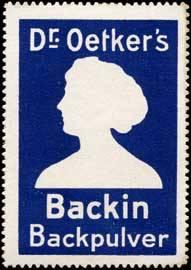 Bild des Verkufers fr Reklamemarke Dr. Oetkers Backin Backpulver zum Verkauf von Veikkos