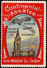Reklamemarke Bleriot-Eindecker Flugzeug über Straßburg/Elsass