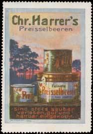 Bild des Verkufers fr Reklamemarke Chr. Harrers Preisselbeeren zum Verkauf von Veikkos